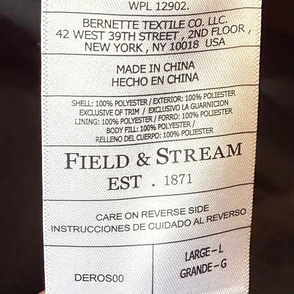 Field & Stream Black Puffer Vest Mens L Hunting Fishing Outdoors - Picture 11 of 13